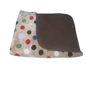 Circo baby blanket tan plush side polka dots and brown sherpa underside